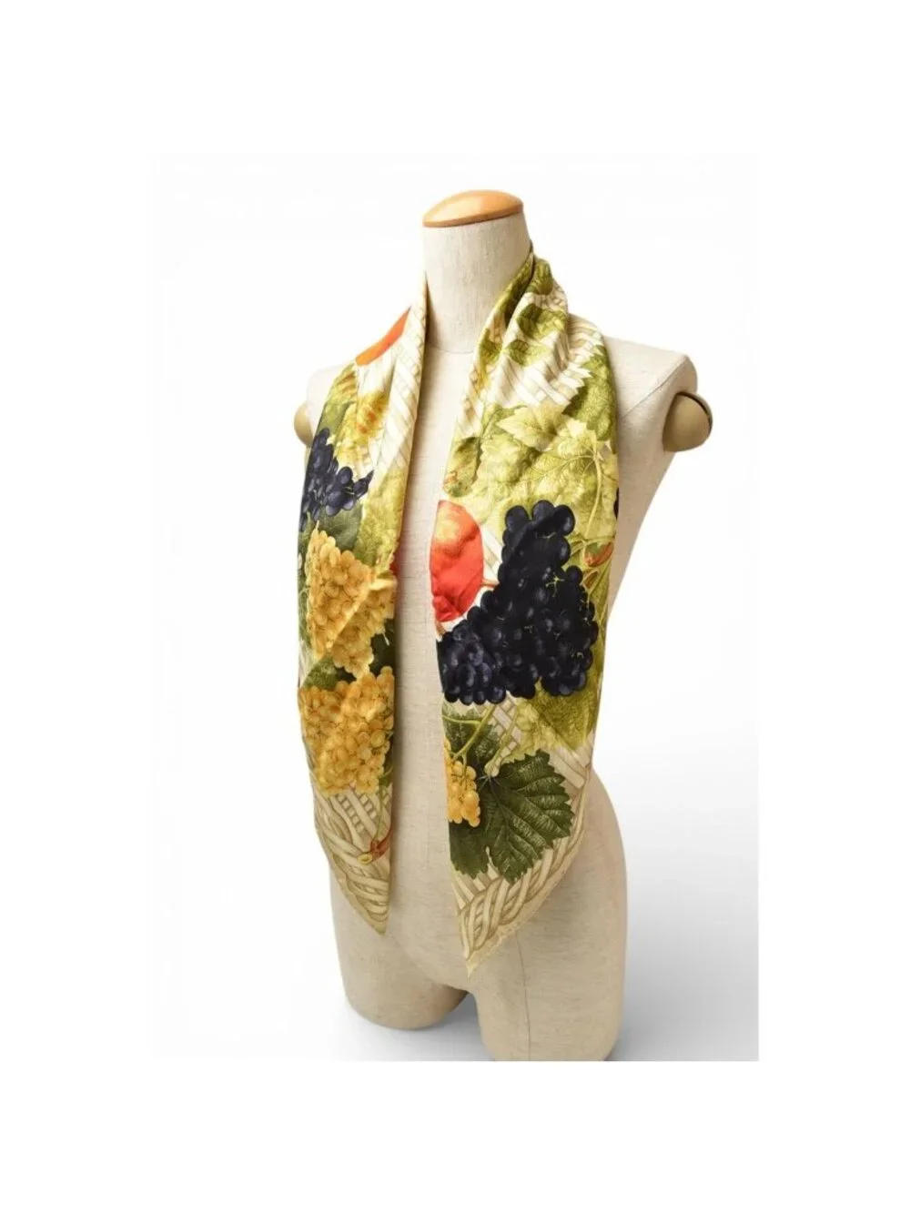Gucci Scarf Vintage Large Fruit Pattern Beige Multi